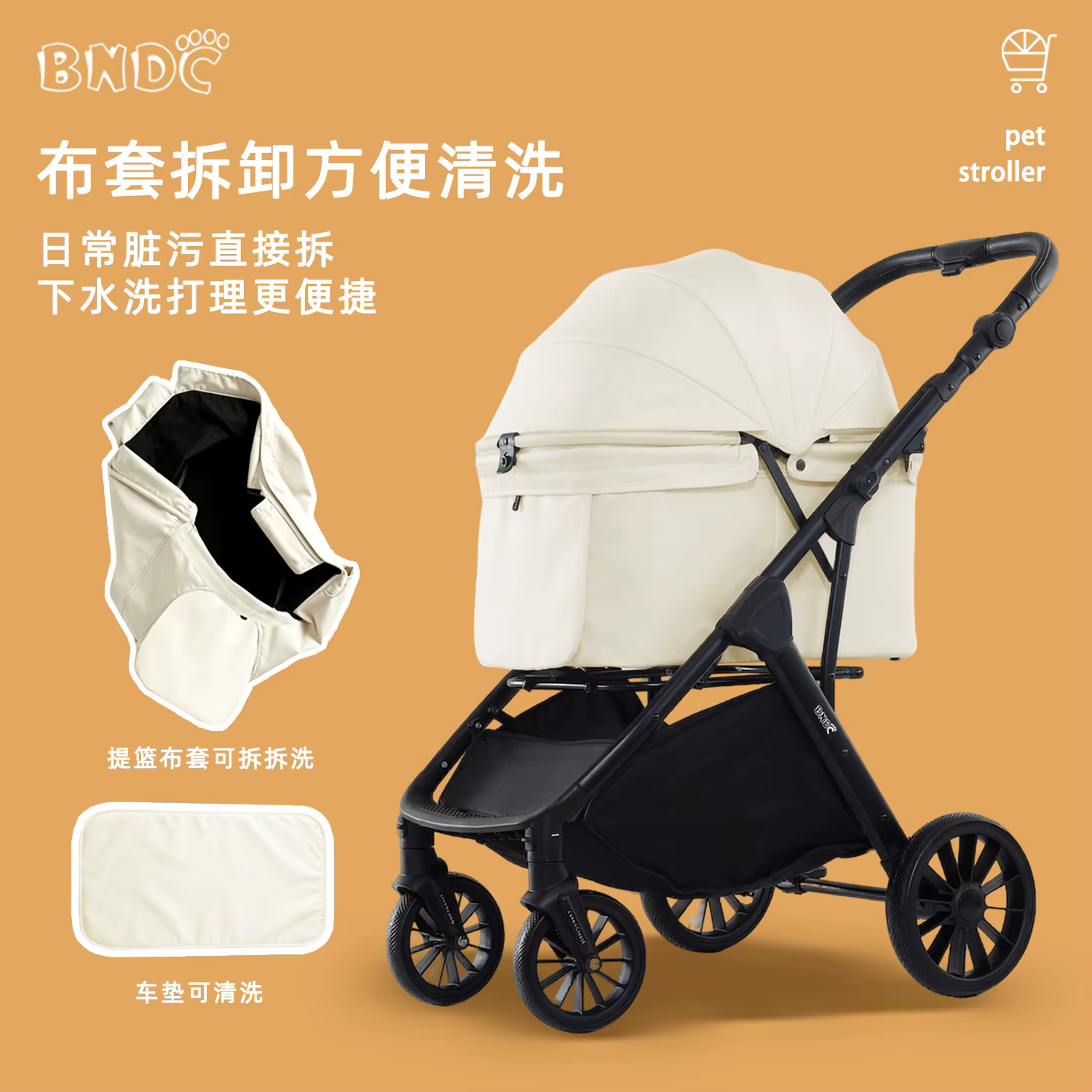 Carrito de paseo plegable para perros y gatos pequeños y medianos – Ruedas silenciosas - imagen 4