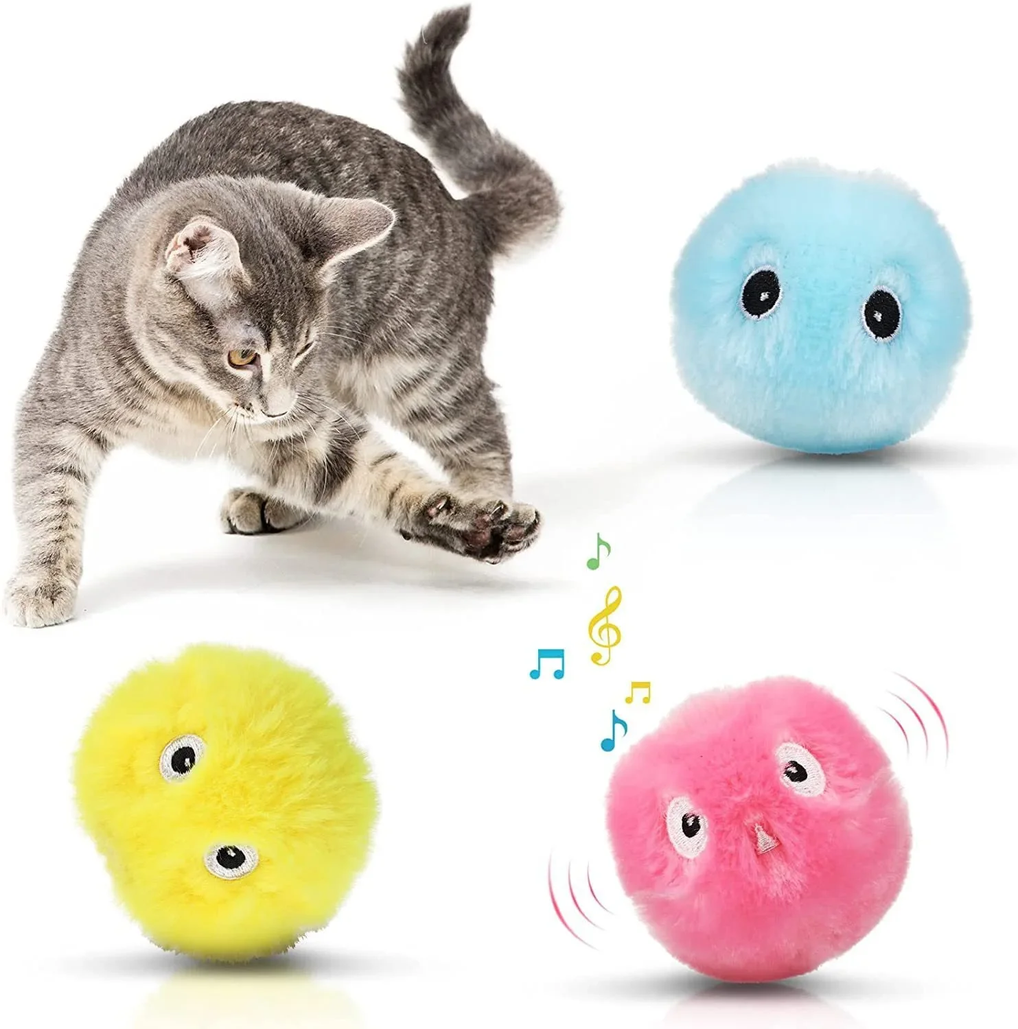 Juguete eléctrico para gatos con pelota de felpa