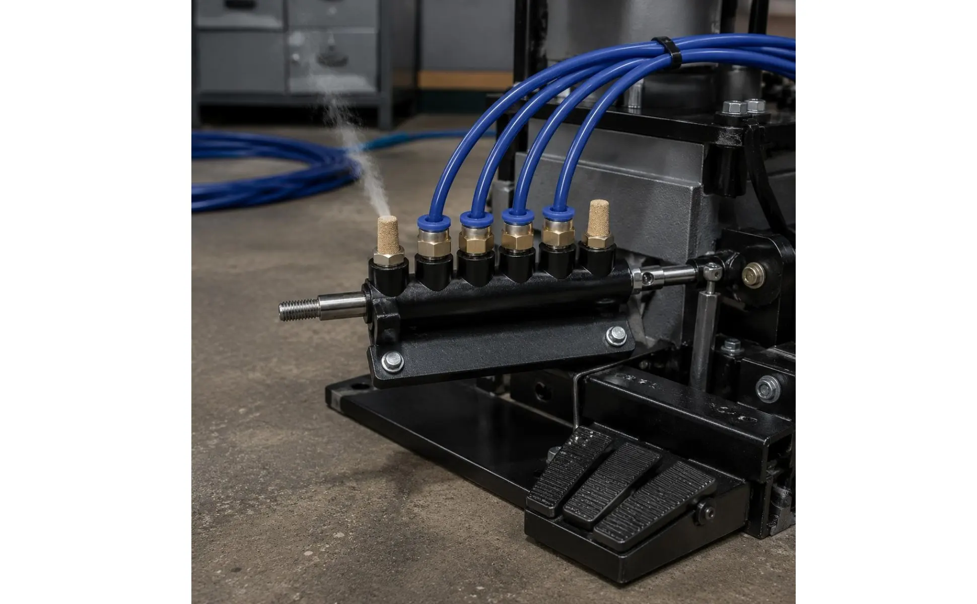 Válvula de pie neumática para control por pedal en desmontadora