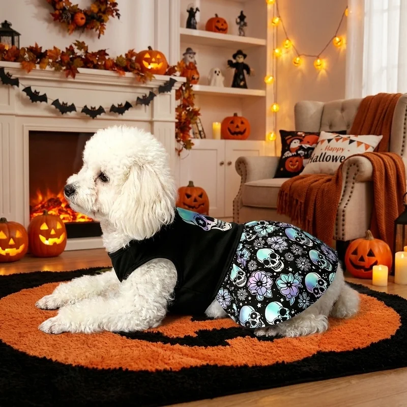 Vestido Tutú Calavera para Perro – Disfraz Halloween