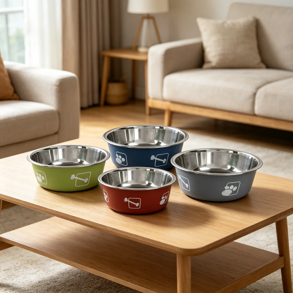 Comedero antivuelco de acero inoxidable para perros y gatos - imagen 3