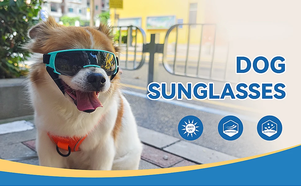 Gafas de sol azules para perros pequeños con protección UV