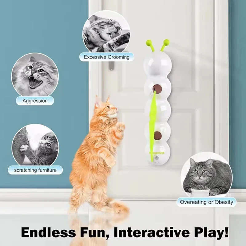 Juguete automático con sensor y ventosa para gatos de interior – USB recargable con plumas - imagen 2
