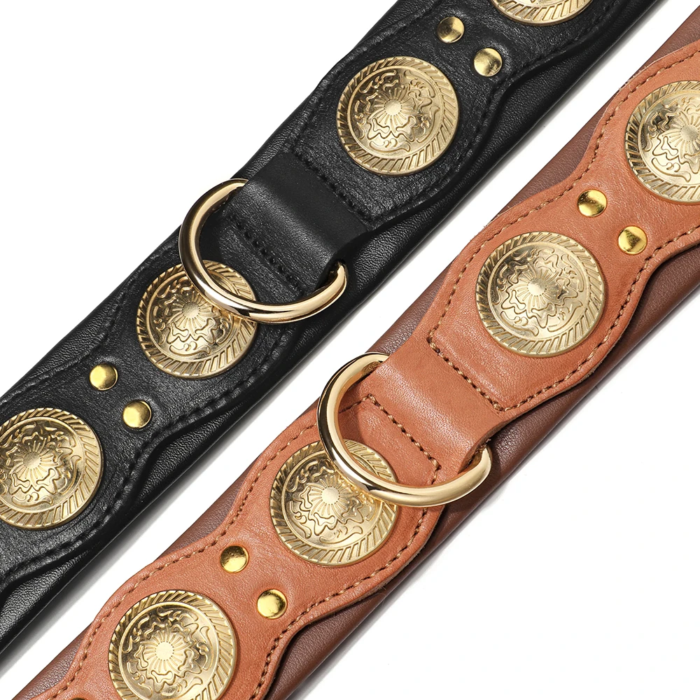 Collar de cuero genuino para perro: tachuelas, Bulldog y Rottweiler - imagen 3