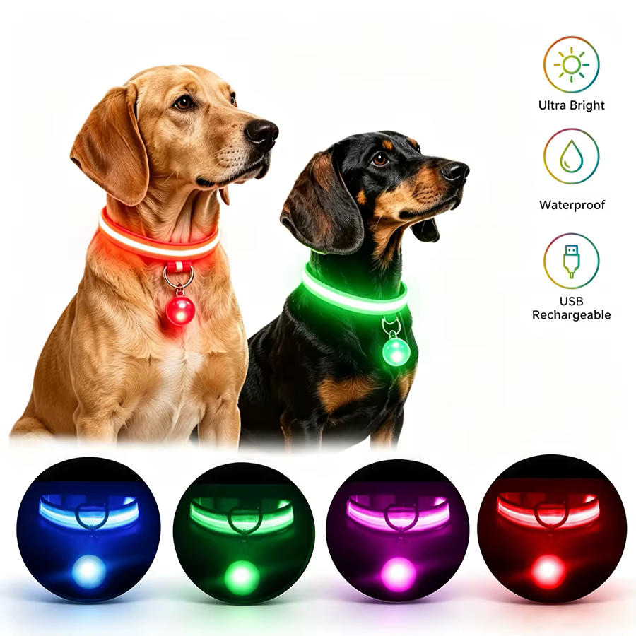Collar luminoso para perros nocturno con LED intermitente - imagen 4