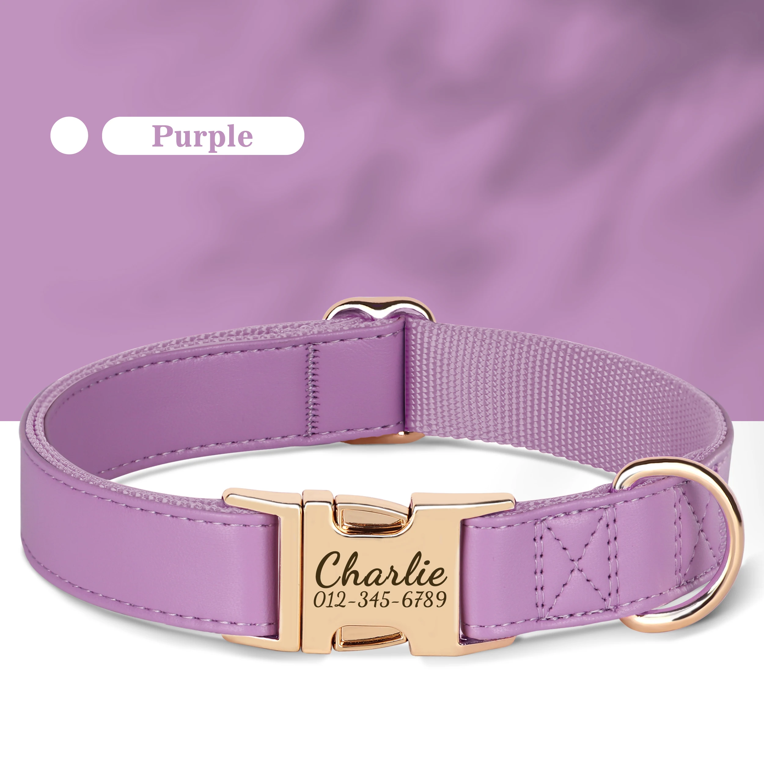 Collar de perro personalizado de cuero PU con grabado gratis - imagen 2