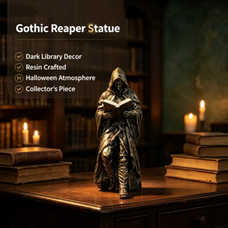 Figura Gótica Grim Reaper de Resina – Decoración Oscura Halloween - imagen 5