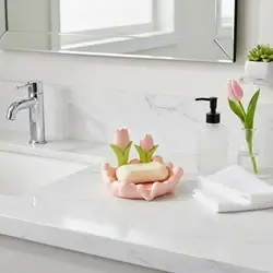 Jabonera de Cerámica Floral para Baño y Cocina – Accesorio Fácil de Limpiar