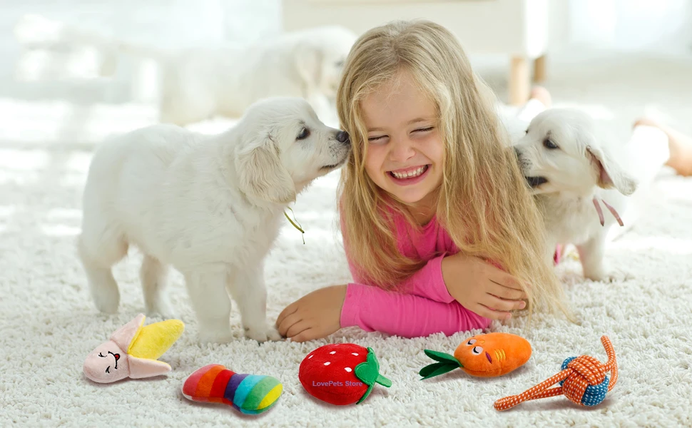 Perro grande jugando con juguete de cuerda