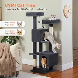 Árbol rascador con bandeja de aseo y sisal para varios gatos