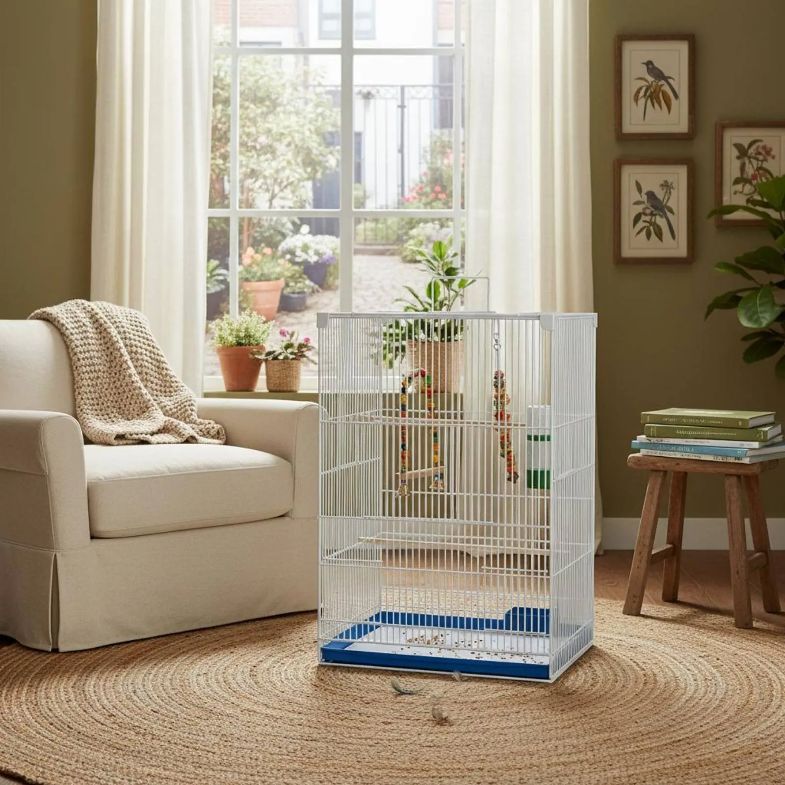 Jaula extra alta para cría de aves, puertas con cerradura y ruedas - imagen 2