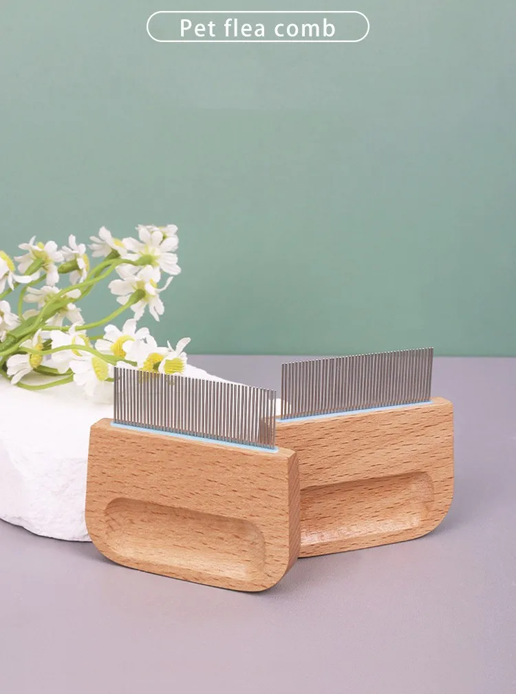 Peine de bambú con dientes densos y mango ergonómico