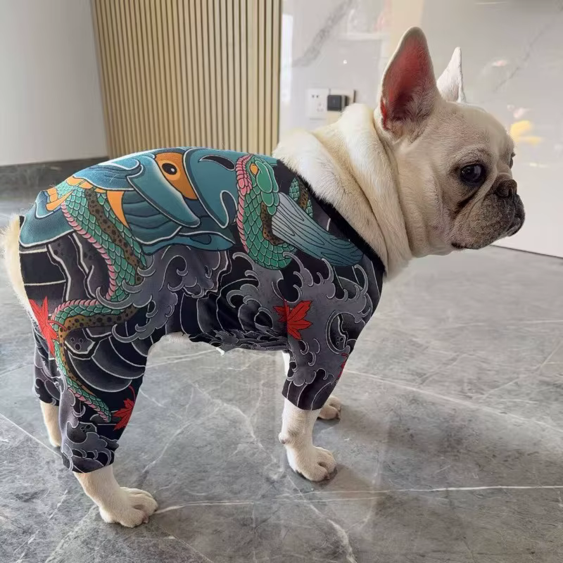 Ropa para perros con estampado de tatuajes, traje para Pug - imagen 3