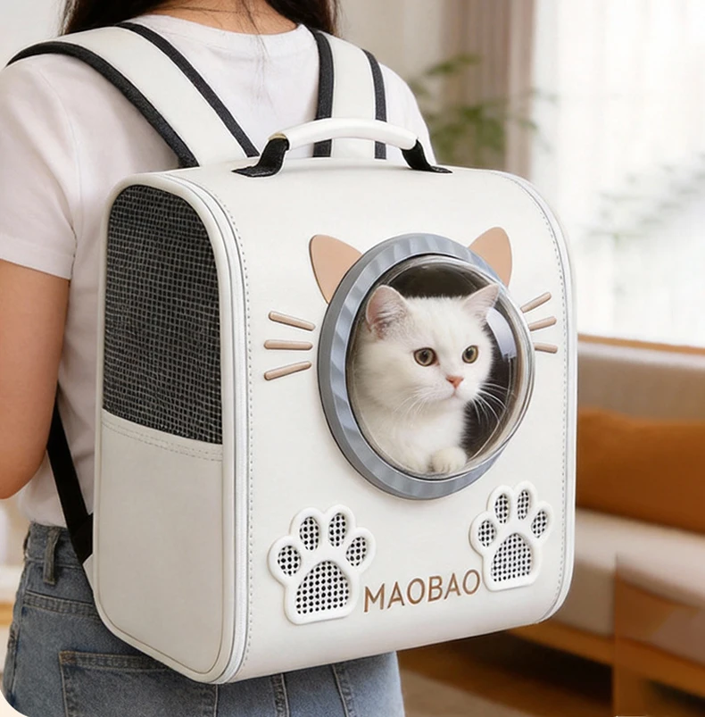 Mochila transportín transpirable para gatos y perros, viaje cápsula - imagen 3