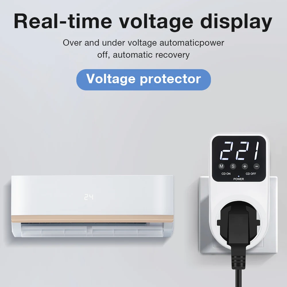 Protector de voltaje automático con pantalla LCD para gatos y perros