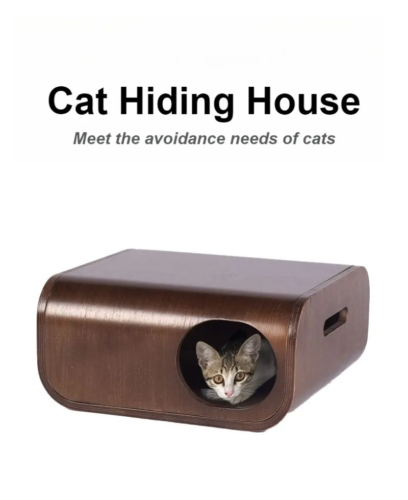 Cama de madera para gatos en interior