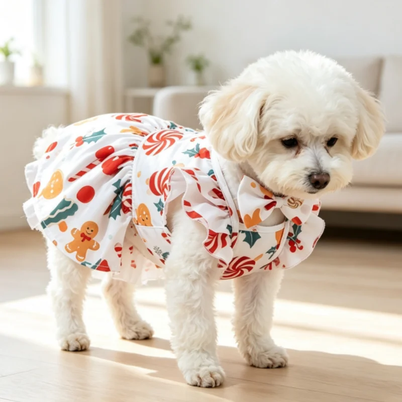 Vestido Navideño con Volantes para Gato y Perro – Falda Princesa - imagen 3