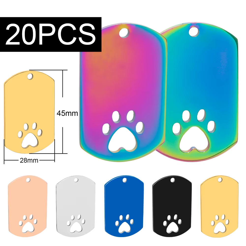 Placa identificación perro acero inoxidable, lote 20 unidades - imagen 3
