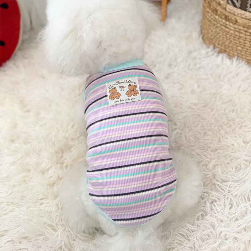 Camiseta a rayas para gatos y perros pequeños y medianos, para verano