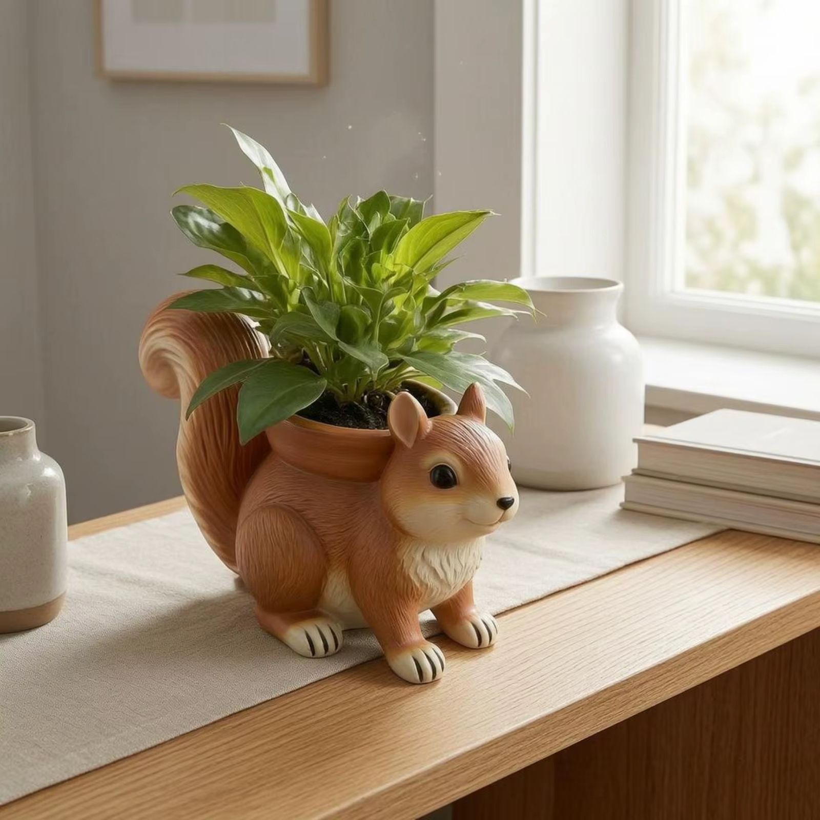 Maceta decorativa ardilla de resina para jardín e interior - imagen 3