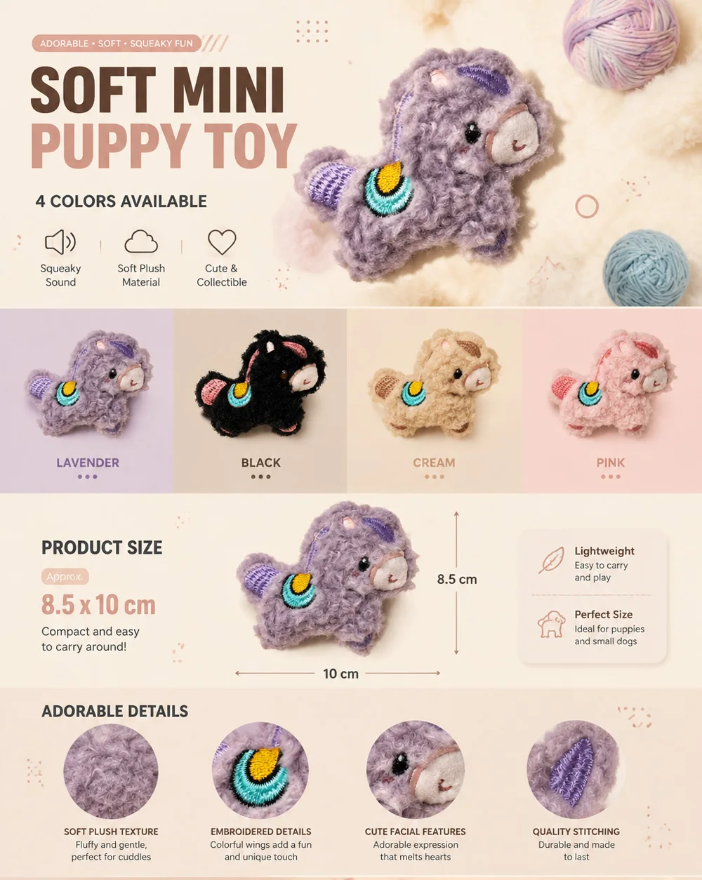 Mini juguete de peluche suave para cachorros