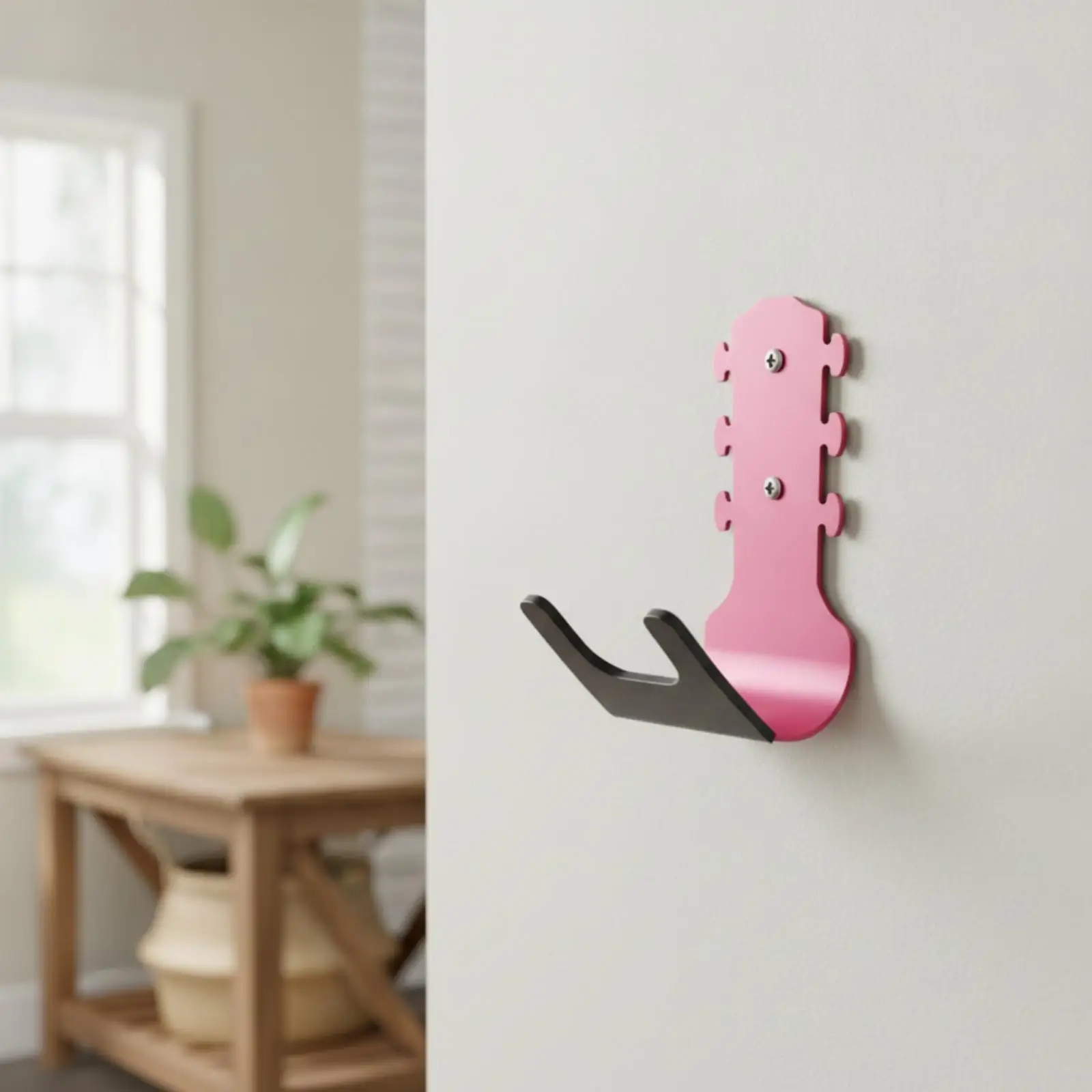 Colgador guitarra pared forma instrumento instalación fácil - imagen 2