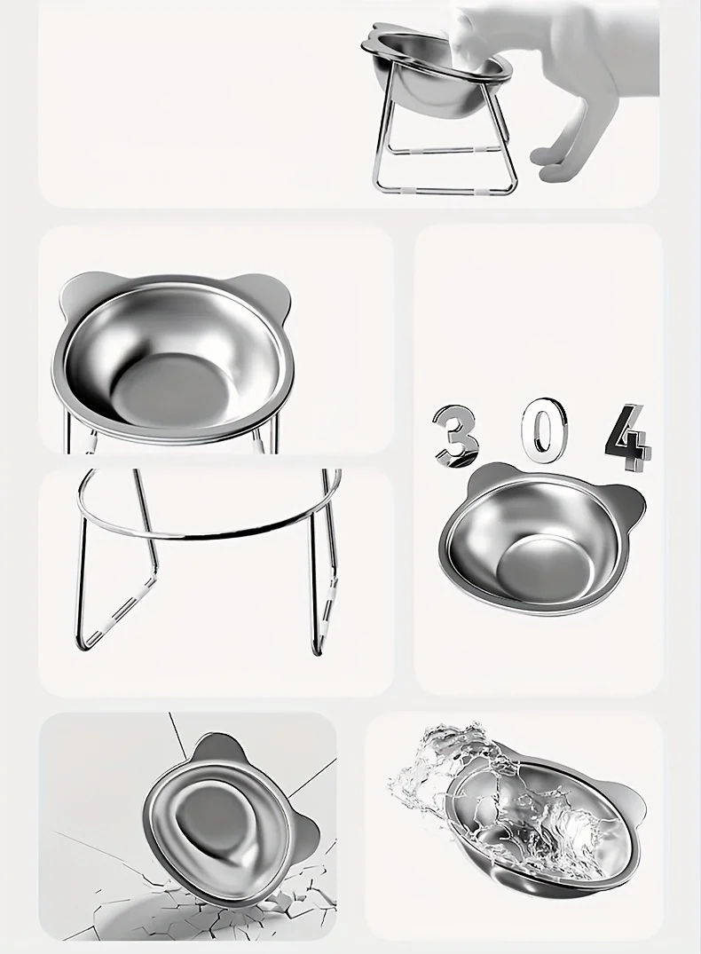 Alimentador elevado para gatos en uso