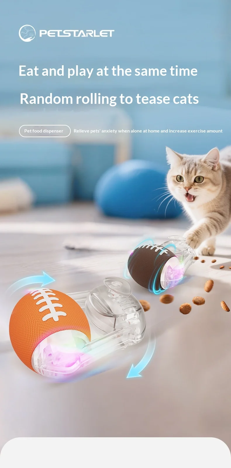 Pelota interactiva con luz para gatos