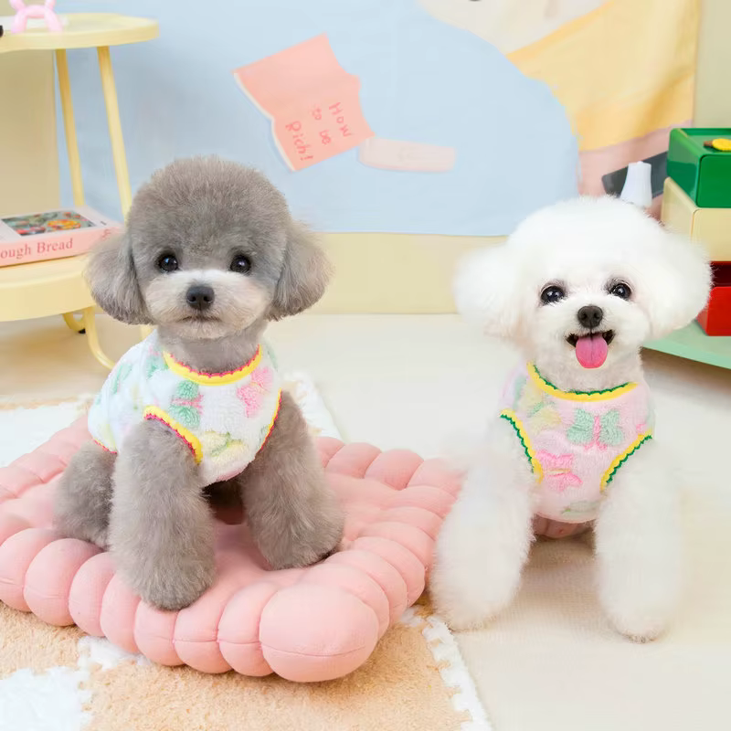 Chaleco de lana con flores para perros y gatos pequeños – Chihuahua y Bichón - imagen 3