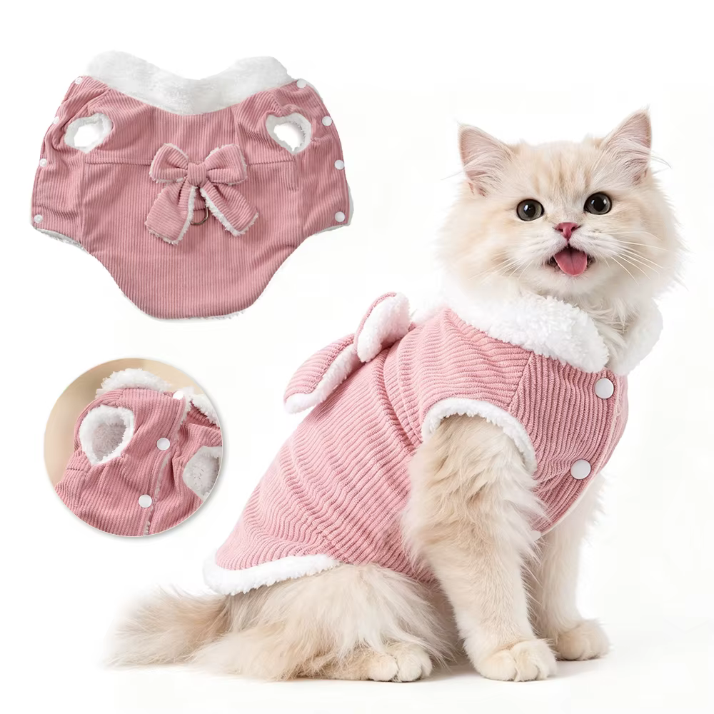 Chaqueta de pana para gatos – Abrigo de invierno con forro polar - imagen 5