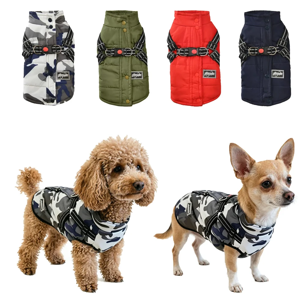 Abrigo térmico para perros pequeños con arnés y reflectante - imagen 4