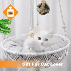 Hamaca colgante tejida a mano para gatos, cama red bohemia suave