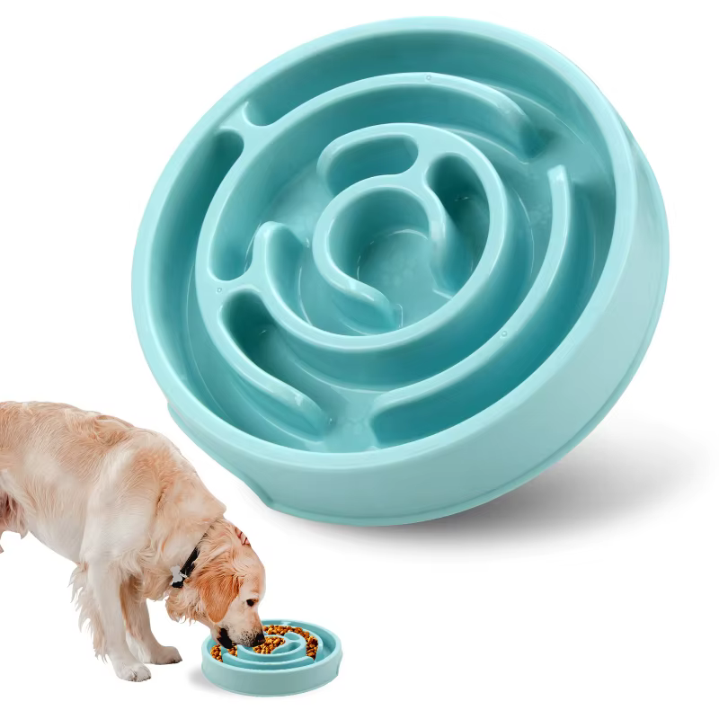 Cuenco de alimentación lenta para mascotas en color azul claro