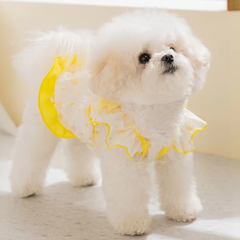 Vestido princesa floral con volantes para perro caniche y gato - imagen 2