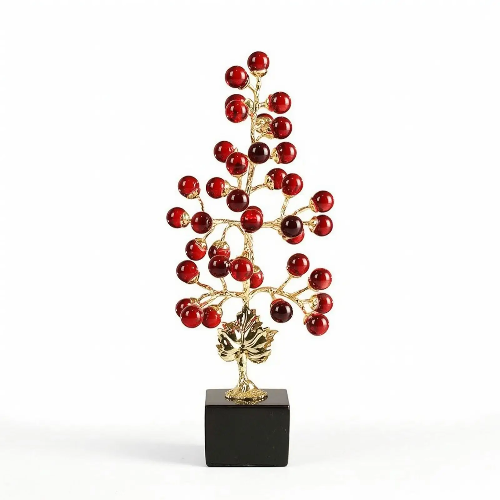 Árbol de uvas de cristal con pedestal – Adorno decorativo frutos brillantes - imagen 3