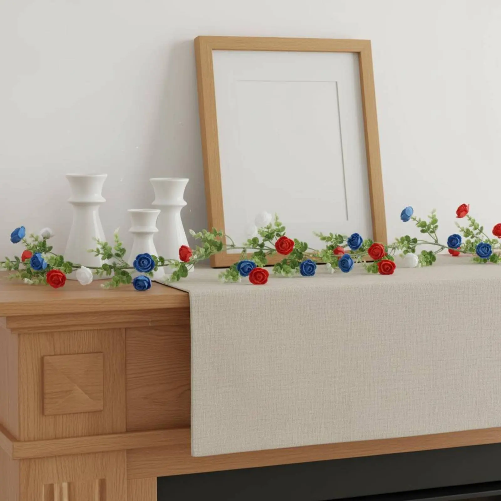 Guirnalda floral patriótica reutilizable roja, blanca y azul - imagen 2