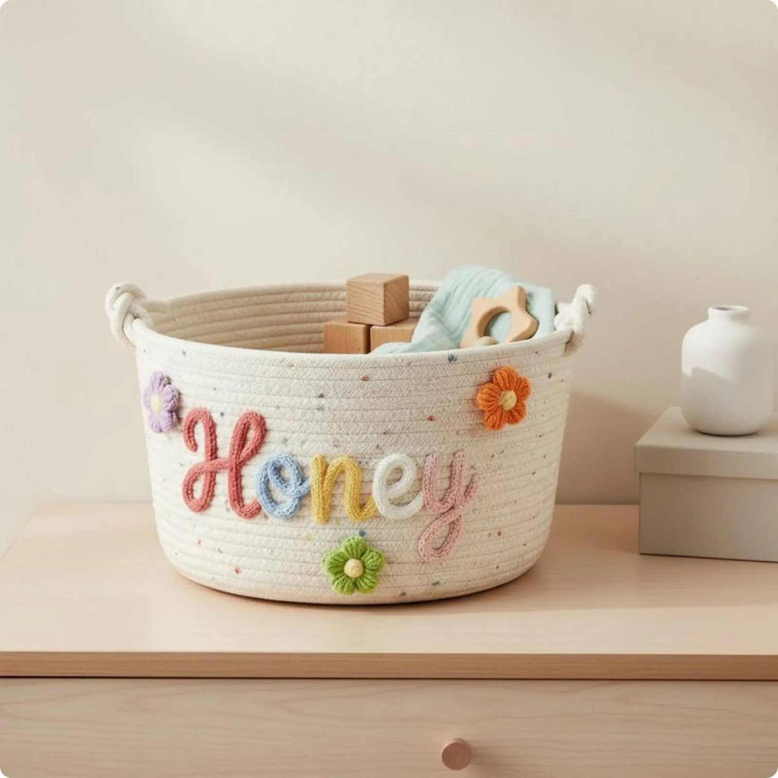 Contenedor bordado personalizado para juguetes de gato y perro