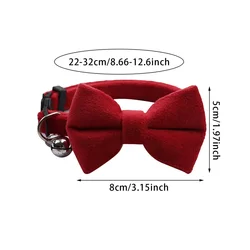 Collar ajustable para gatos con lazo y campana de terciopelo