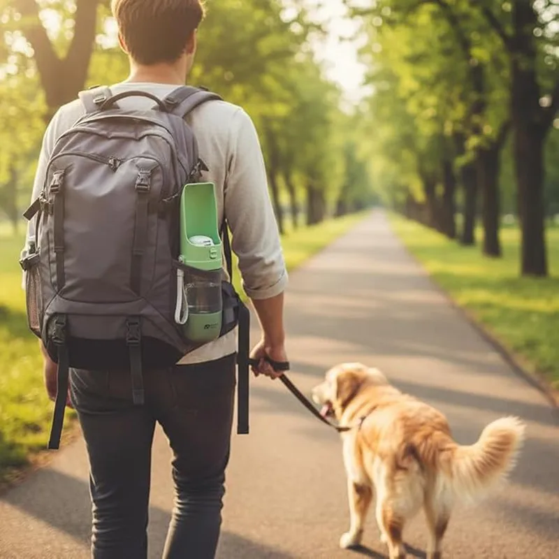 Botella de agua plegable con comedero para perros y gatos de viaje - imagen 4