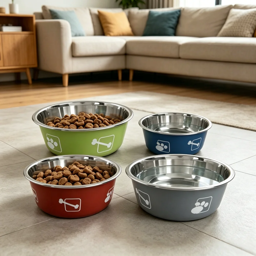 Comedero antivuelco de acero inoxidable para perros y gatos - imagen 2
