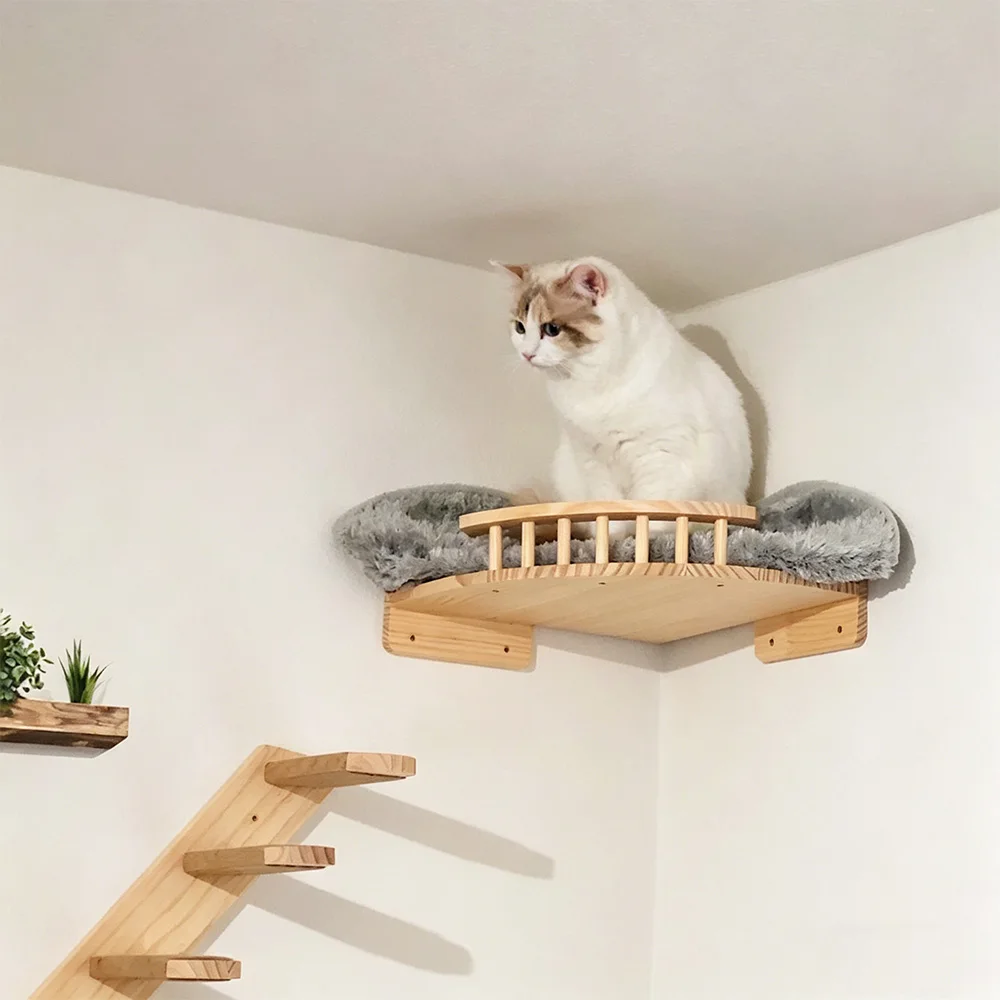 Parque trepador de pared para gatos: rascador con hamaca y casa - imagen 4