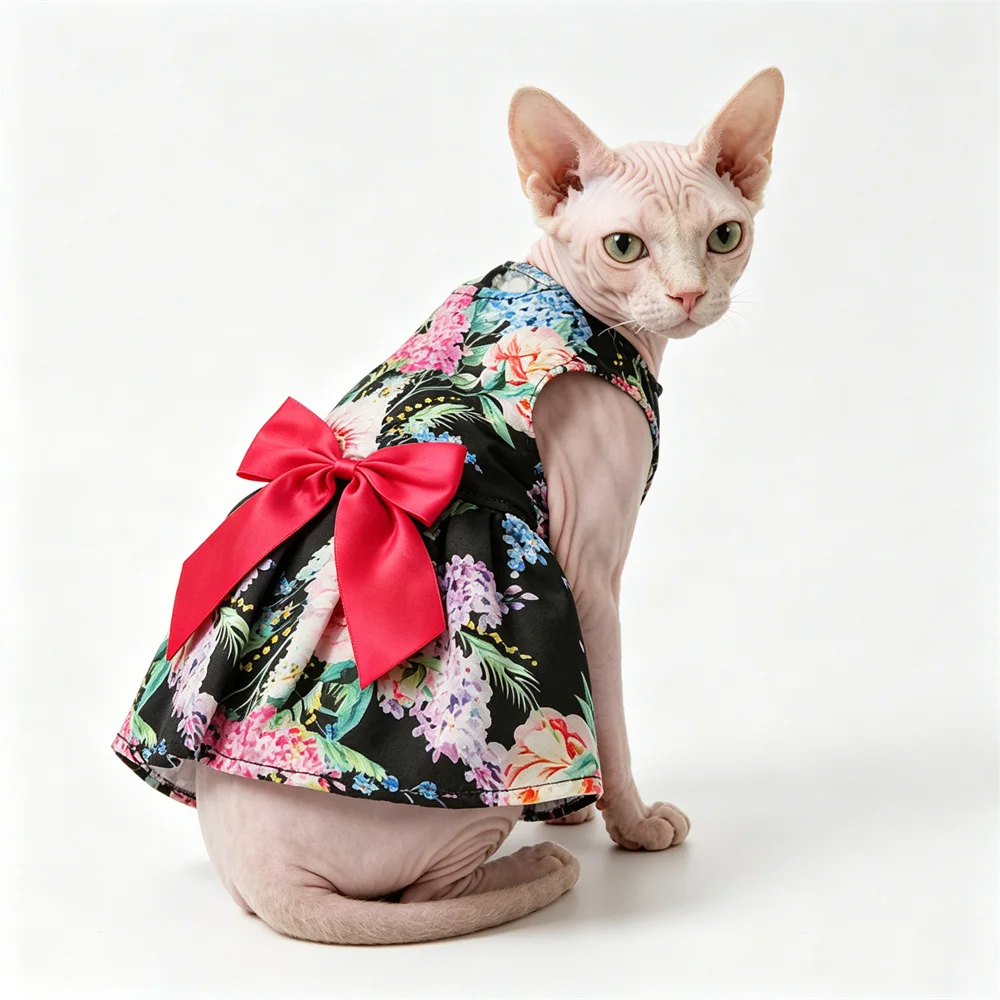 Vestido estampado Sphynx para gatos, ropa de verano con estilo - imagen 3