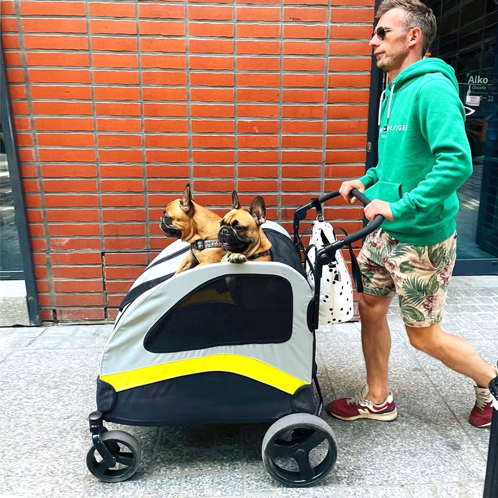 Carrito de paseo plegable para perros con 4 ruedas, viajes