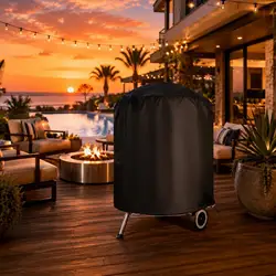 Funda redonda para fogón con cordón ajustable – Protector parrilla exterior