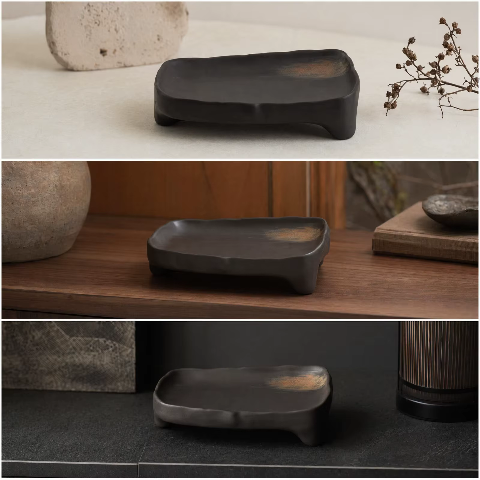 Arenero bajo con patas rústicas de estilo orgánico para gatos - imagen 3