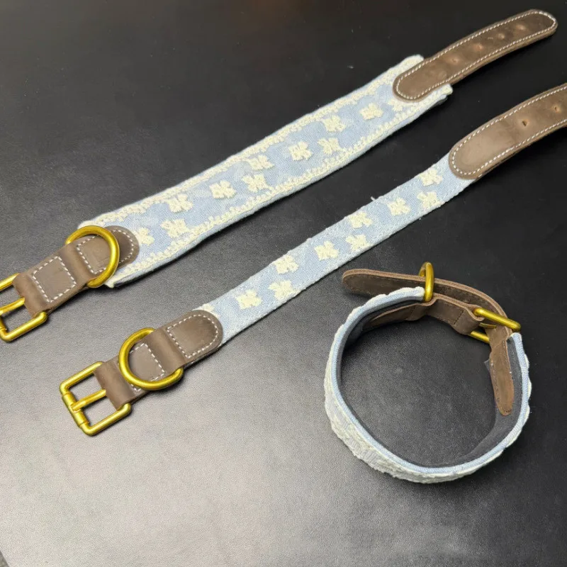 Collar de cuero genuino para perro ajustable – Resistente para paseos