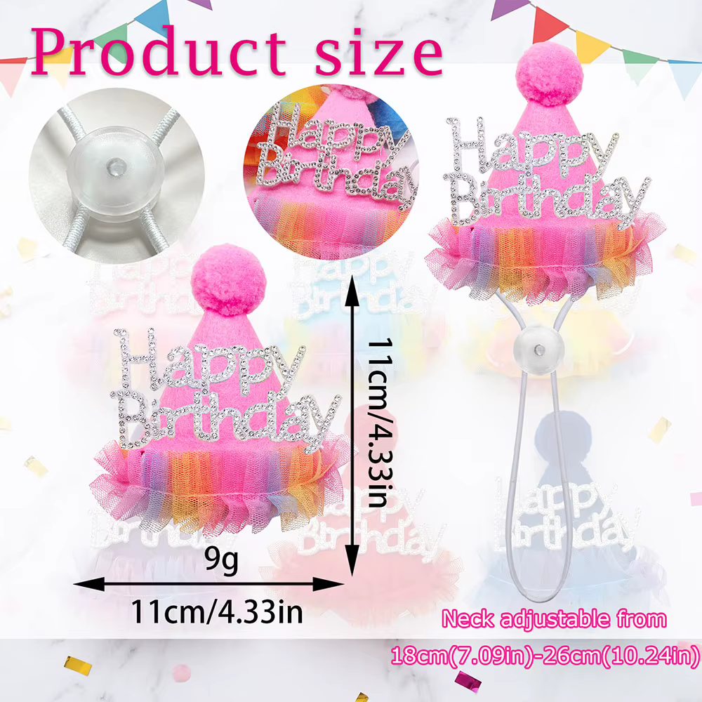 Gorro Fiesta para Perros y Gatos – Pasador Ajustable con Banda Elástica - imagen 3