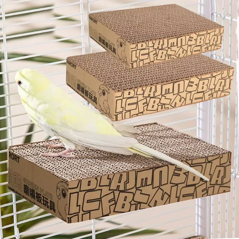 Tabla muela picos para aves y loros – Plataforma de cartón - imagen 3
