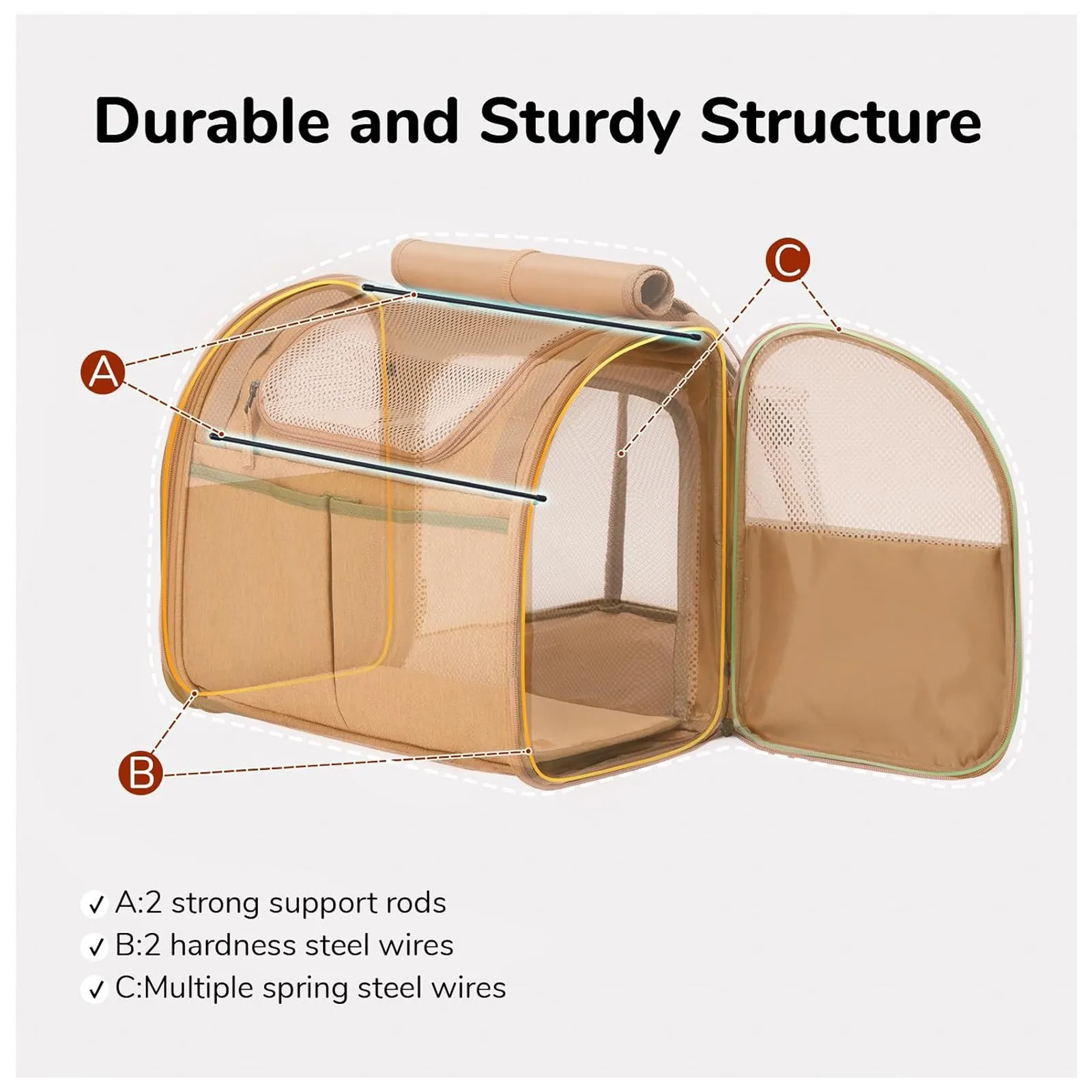 Mochila transportín expandible y transpirable para gatos, gran espacio - imagen 3