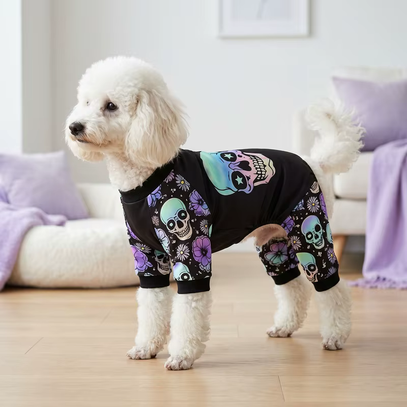 Pijama Halloween calavera floral para perros y gatos - imagen 2